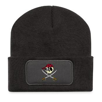 Tête de mort pirate - Beanie recyclé à patch - charbon - Devant