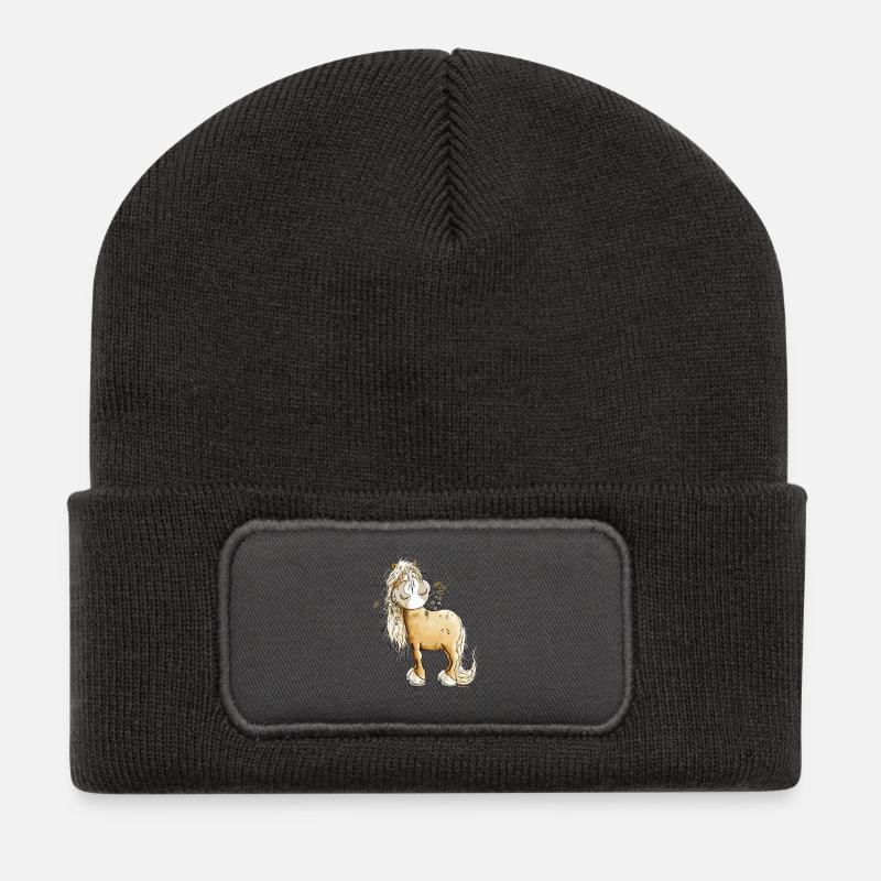 Drolliges Pferde I Pferdemotiv Für Reiter - Recycelte Patch Beanie - Dunkelgrau