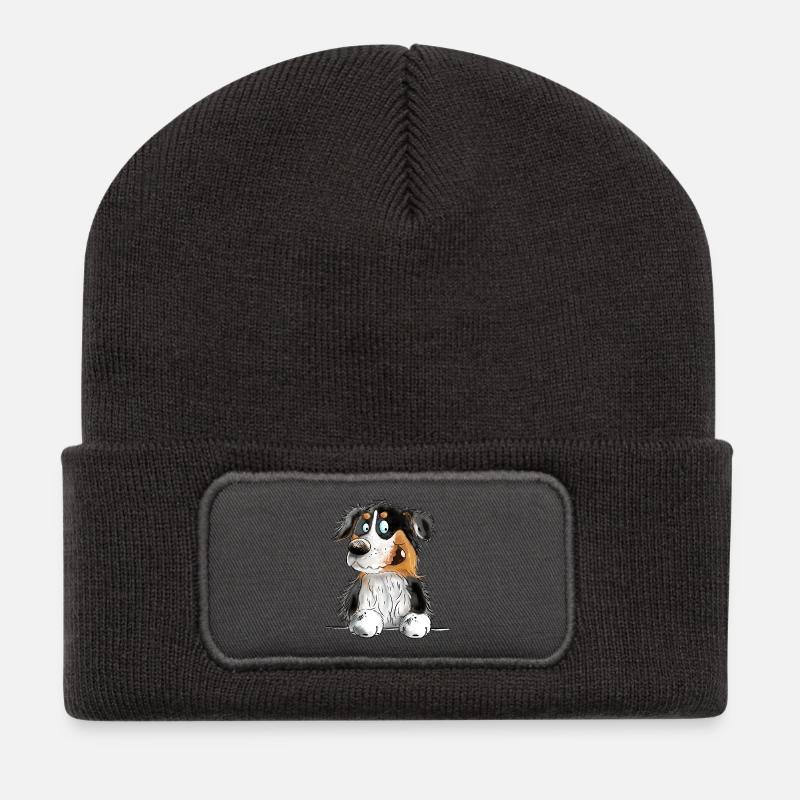 Funny Australian Shepherd Black Tri - Recycelte Patch Beanie - Dunkelgrau