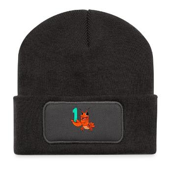 Zahl 1 Nummer Eins - Hummer Motiv - Recycelte Patch Beanie - Dunkelgrau - Vorne