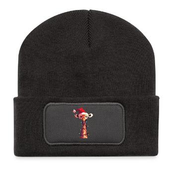 Fée lumières drôle girafe arbre de Noël - Beanie recyclé à patch - charbon - Devant