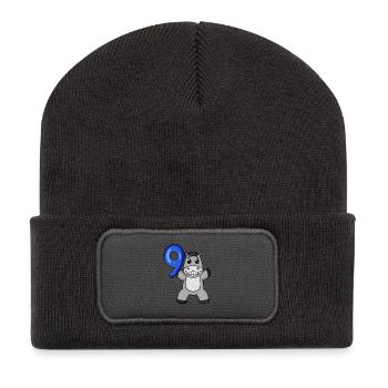 9th Birthday Donkey Motif - 9 Years - Recycled Patch Beanie - dark grey - Front