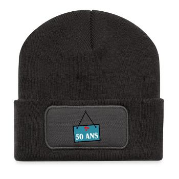 50. 50 ANS. 50e ANNIVERSAIRE. ANNIVERSAIRE 50 ANS. - Beanie recyclé à patch - charbon - Devant