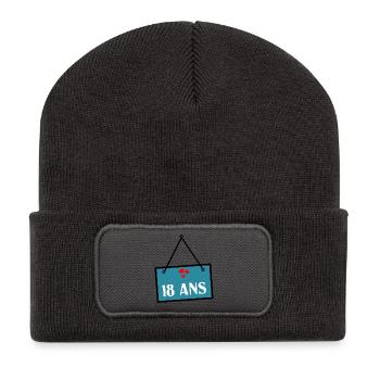 18. 18 YEARS OLD. 18th ANNIVERSARY. 18 BIRTHDAY. - Recycled Patch Beanie - dark grey - Front