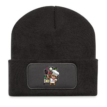 Teddy Teddybär Koch Köche Kochen Köchin Gemüse - Recycelte Patch Beanie - Dunkelgrau - Vorne