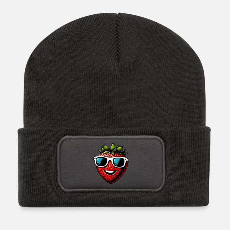 Erdbeeren Erdbeeren - Recycelte Patch Beanie - Dunkelgrau