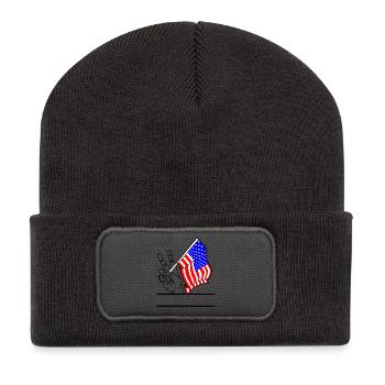 Flag USA transparent peace sign text space - Recycled Patch Beanie - dark grey - Front