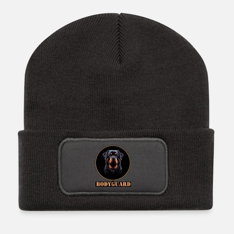 Bodyguard Rottweiler Ringdesign - Recycelte Patch Beanie - Dunkelgrau