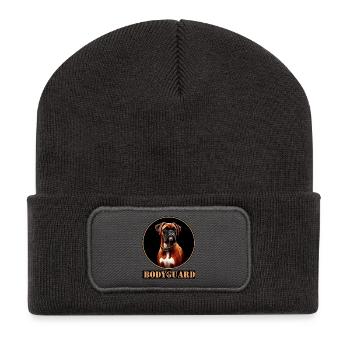 Garde du corps chien design - Boxer Dog - Beanie recyclé à patch - charbon - Devant