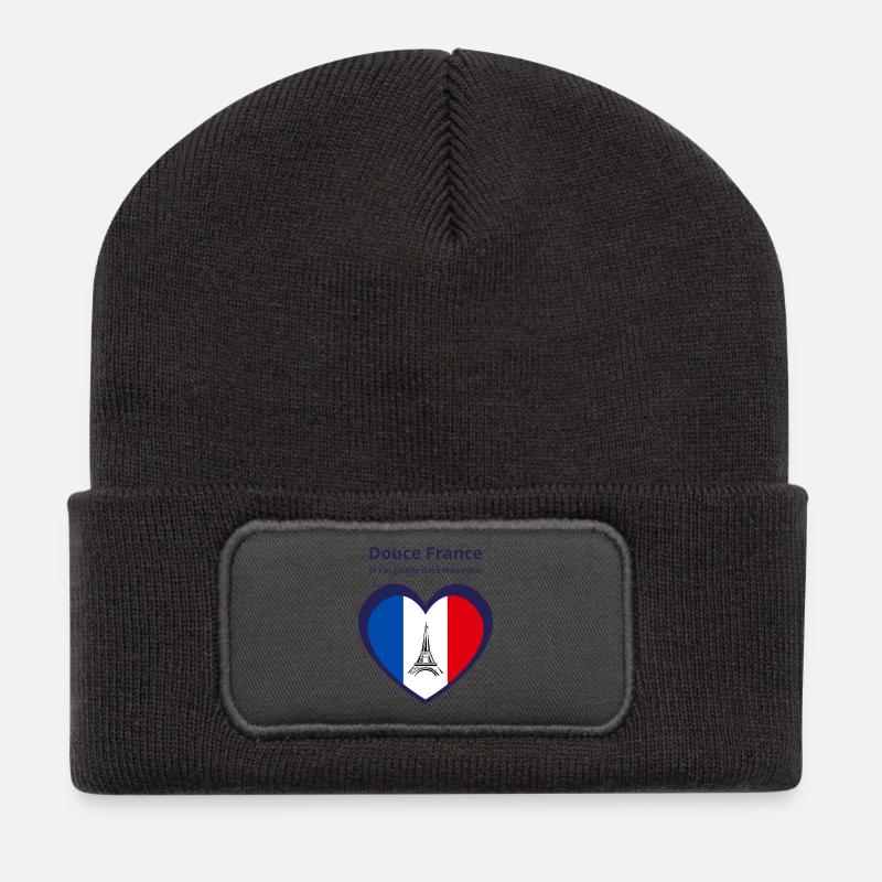 Douce France - Beanie recyclé à patch - charbon