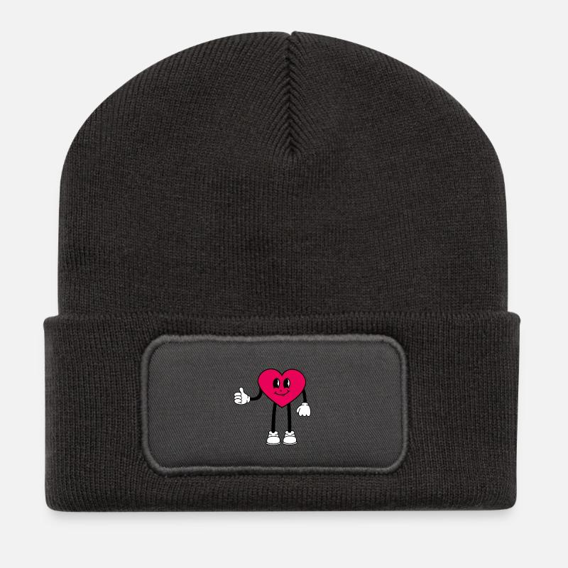 Herz - Recycelte Patch Beanie - Dunkelgrau