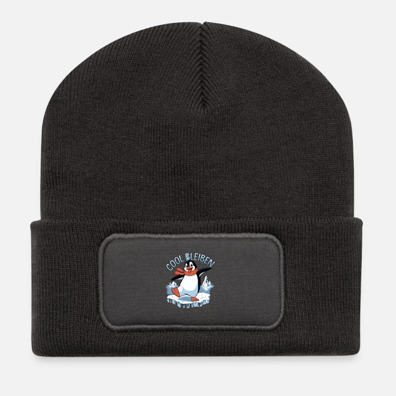 cool bleiben - Recycelte Patch Beanie - Dunkelgrau