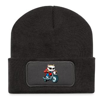 Cats Motorcyclists / Motorcycle Cat - Recycled Patch Beanie - dark grey - Front
