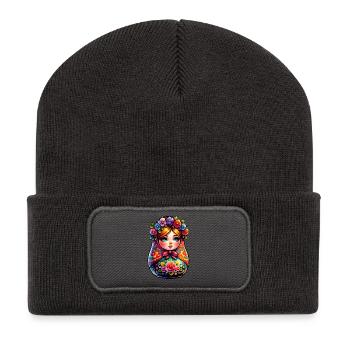 Russian Girl Matryoshka Moscow with Sunglasses - Recycled Patch Beanie - dark grey - Front