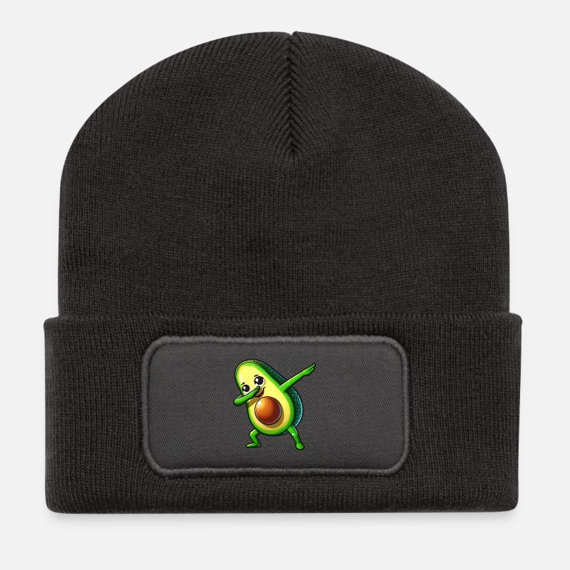 Avocado Dance: Happy Avocado Dance Figure - Recycled Patch Beanie - dark grey