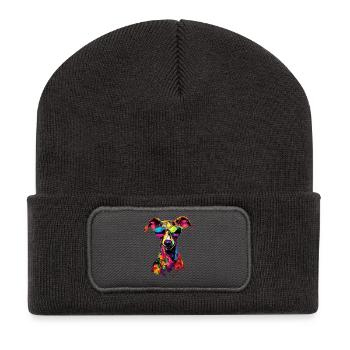 Greyhound Dog Lover Chasse Chien Amour Greyhound - Beanie recyclé à patch - charbon - Devant