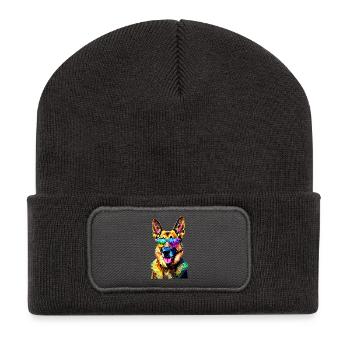 Berger Allemand Couleurs vives Pop Art Chien Chiens de berger - Beanie recyclé à patch - charbon - Devant