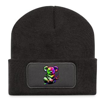 Koala - Recycelte Patch Beanie - Dunkelgrau - Vorne