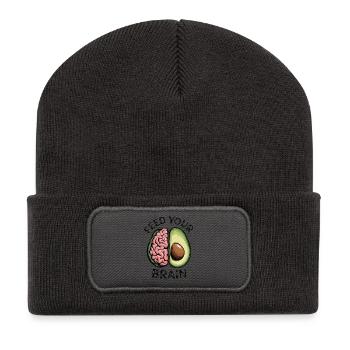 Nourrissez votre cerveau avocat illustration - Beanie recyclé à patch - charbon - Devant