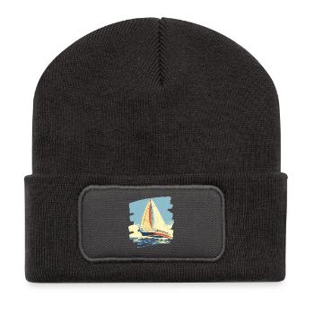 Voilier - Beanie recyclé à patch - charbon - Devant