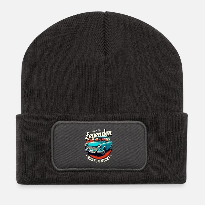 Ostalgie Legende Rennpappe  Trabi DDR Retro - Recycelte Patch Beanie - Dunkelgrau