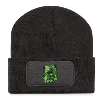 St Patrick's Day Cat - Recycled Patch Beanie - dark grey - Front