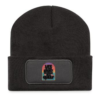 Rainbow Arch Frame Silhouette - Recycelte Patch Beanie - Dunkelgrau - Vorne