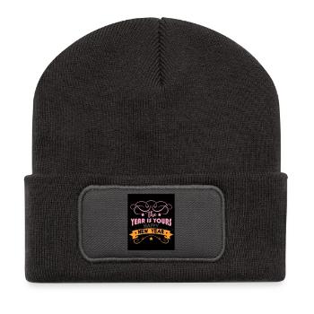 Nouvel An 9 - Beanie recyclé à patch - charbon - Devant