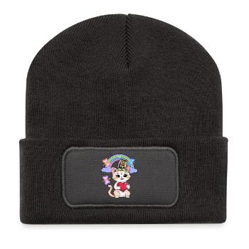 Chats Chat Enfants Enfant Coeur Coeurs - Beanie recyclé à patch - charbon - Devant