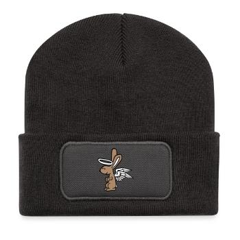 Bunny Angel Holy Sky Wings Good Flying Love - Recycled Patch Beanie - dark grey - Front