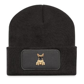Buldog Français Chiens Cool Animal - Beanie recyclé à patch - charbon - Devant