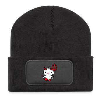 bird devil horns satan trident hell evil cool - Recycled Patch Beanie - dark grey - Front