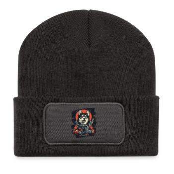 Husky Astronaut - Recycelte Patch Beanie - Dunkelgrau - Vorne