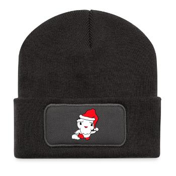 Ente Weihnachtsmann Geschenke Weihnachten Nikolaus - Recycelte Patch Beanie - Dunkelgrau - Vorne
