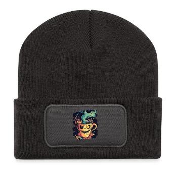 Kaffee Coffee Kaffeeliebhaber - Recycelte Patch Beanie - Dunkelgrau - Vorne