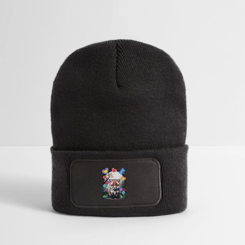Spring Retro Fox Foxes Spring Beginning Recycled Patch Beanie