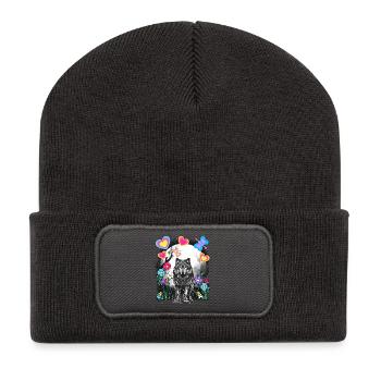 Retro Wolf Wölfe Märchen Märchenfigur Vintage - Recycelte Patch Beanie - Dunkelgrau - Vorne