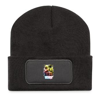 Bali 2025 Palmen Bunt - Recycelte Patch Beanie - Dunkelgrau - Vorne