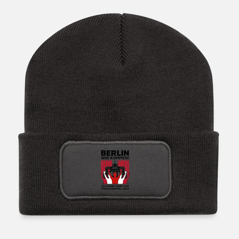 Stuttgart Berlin Finale – Berlin wir kommen! - Recycelte Patch Beanie - Dunkelgrau