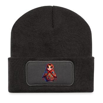 Fille russe ! Matriochka Russe pour Russes - Beanie recyclé à patch - charbon - Devant