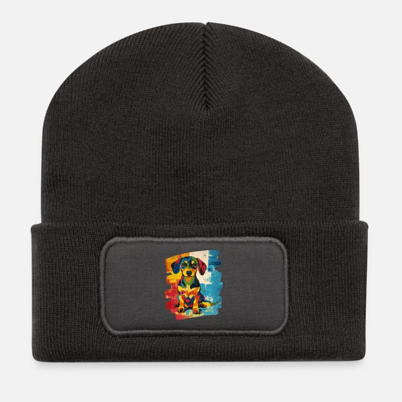 Teckel Dackel - Beanie recyclé à patch - charbon