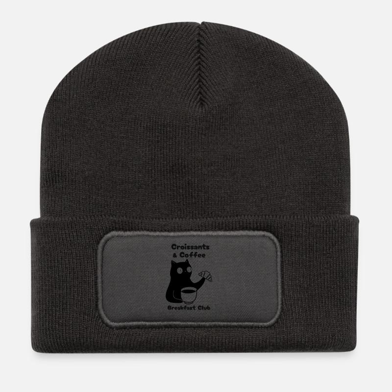 Coffee and Croissants Breakfast Club - Recycelte Patch Beanie - Dunkelgrau