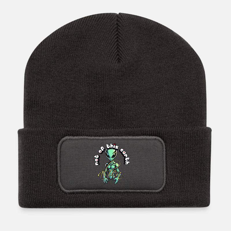 Nicht von dieser Erde: und einzigartiger Außerirdischer - Recycelte Patch Beanie - Dunkelgrau