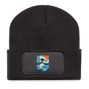 Big Wave Kanagawa Comic Style - Recycled Patch Beanie - dark grey - Front