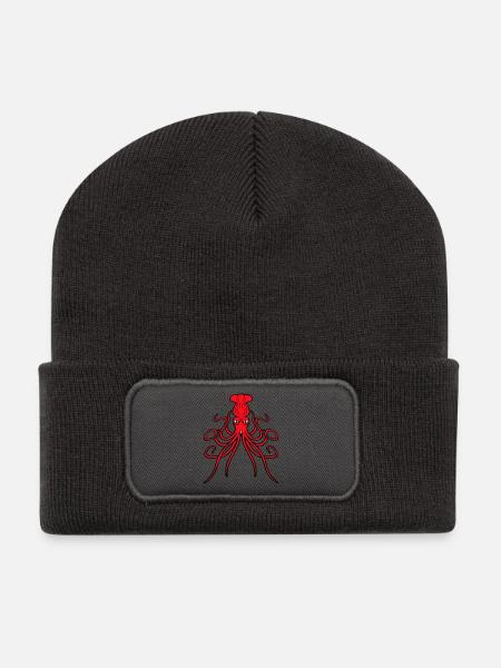 Pieuvre, pieuvre, pieuvre, céphalopode, mauvais œil - Beanie recyclé à patch - charbon
