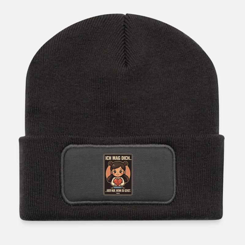 Ich mag dich – wenn du gehst! - Recycelte Patch Beanie - Dunkelgrau