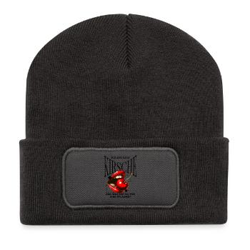Kirsche Geschenk Pflaume Spruch Lustig Frauen - Recycelte Patch Beanie - Dunkelgrau - Vorne