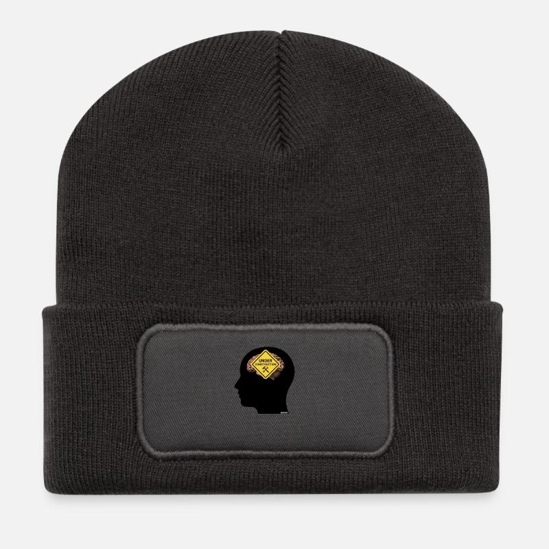 Achtsames Bauen Gehirn T-Shirt - Recycelte Patch Beanie - Dunkelgrau