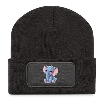 Éléphant mignon – idée cadeau pour les amoureux des animaux - Beanie recyclé à patch - charbon - Devant