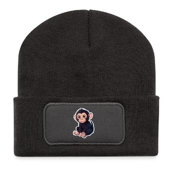 Monkey Cute Monkey Gift for Monkey Fans - Recycled Patch Beanie - dark grey - Front